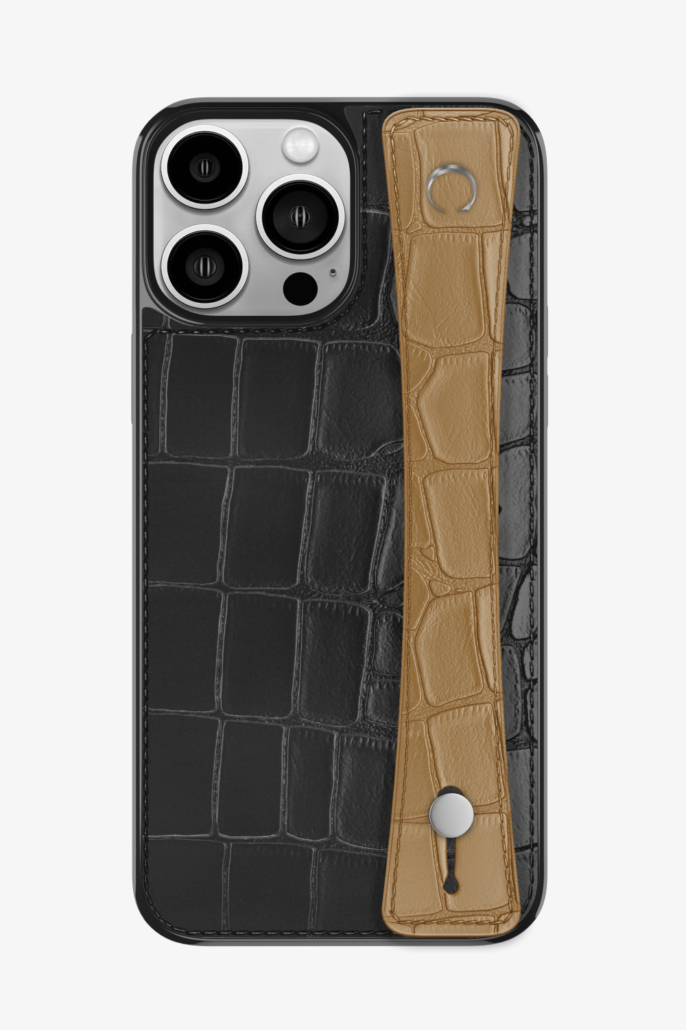 Alligator Sports Strap Case for iPhone 15 Pro Max - Black / Latte - zollofrance