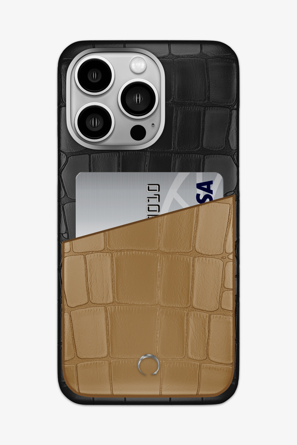 Alligator Pocket Case for iPhone 15 Pro Max - Black / Latte - zollofrance