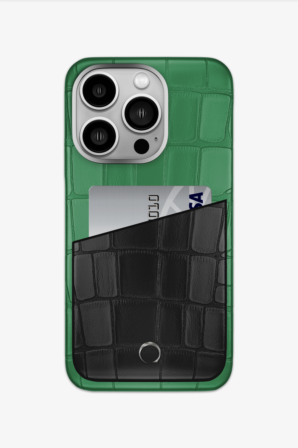 Alligator Pocket Case for iPhone 15 Pro - Green Emerald / Black - zollofrance