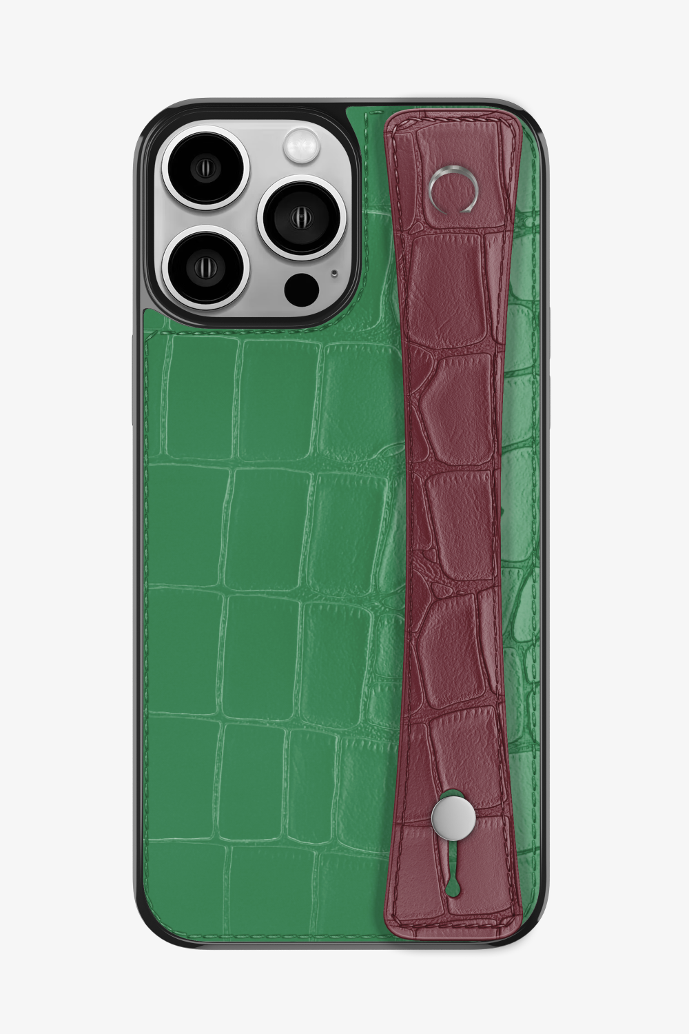 Alligator Sports Strap Case for iPhone 15 Pro Max - Green Emerald / Burgundy - zollofrance