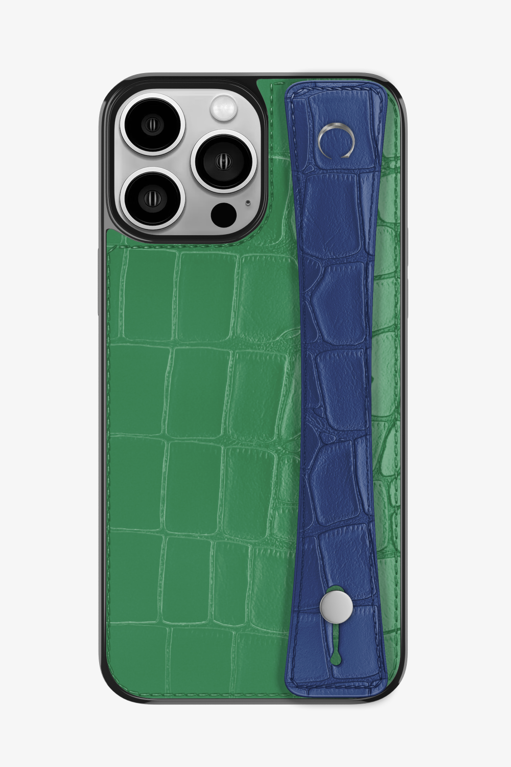 Alligator Sports Strap Case for iPhone 15 Pro Max - Green Emerald / Navy Blue - zollofrance