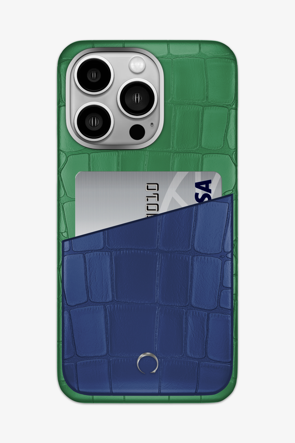 Alligator Pocket Case for iPhone 14 Pro Max - Green Emerald / Navy Blue - zollofrance