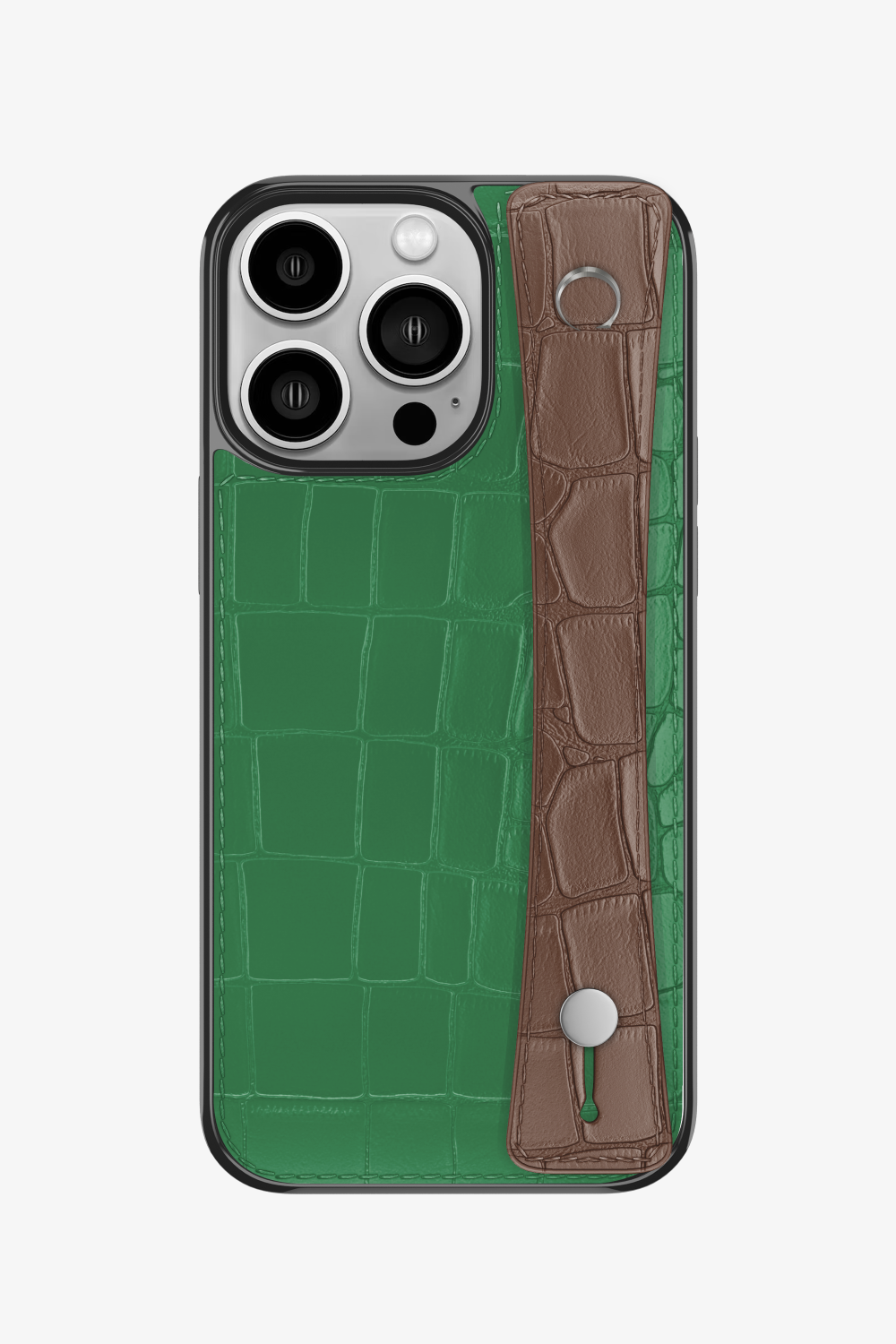 Alligator Sports Strap Case for iPhone 14 Pro - Green Emerald / Cocoa - zollofrance