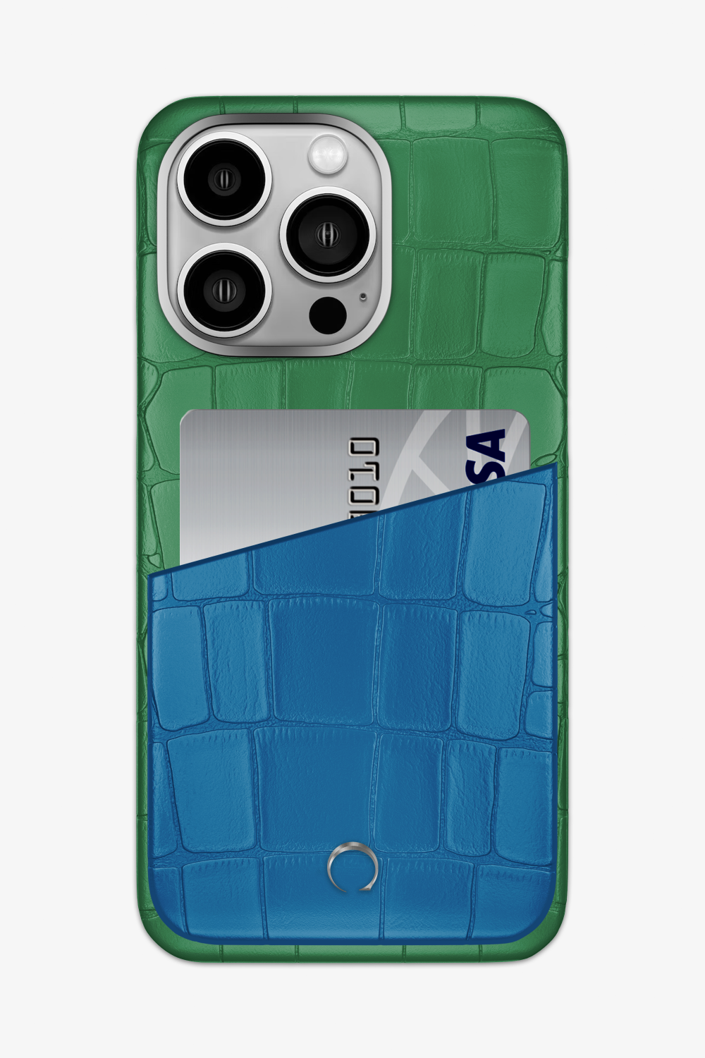 Alligator Pocket Case for iPhone 15 Pro Max - Green Emerald / Blue Lagoon - zollofrance