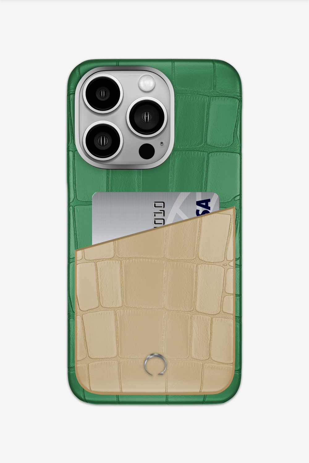 Alligator Pocket Case for iPhone 15 Pro - Green Emerald / Vanilla - zollofrance