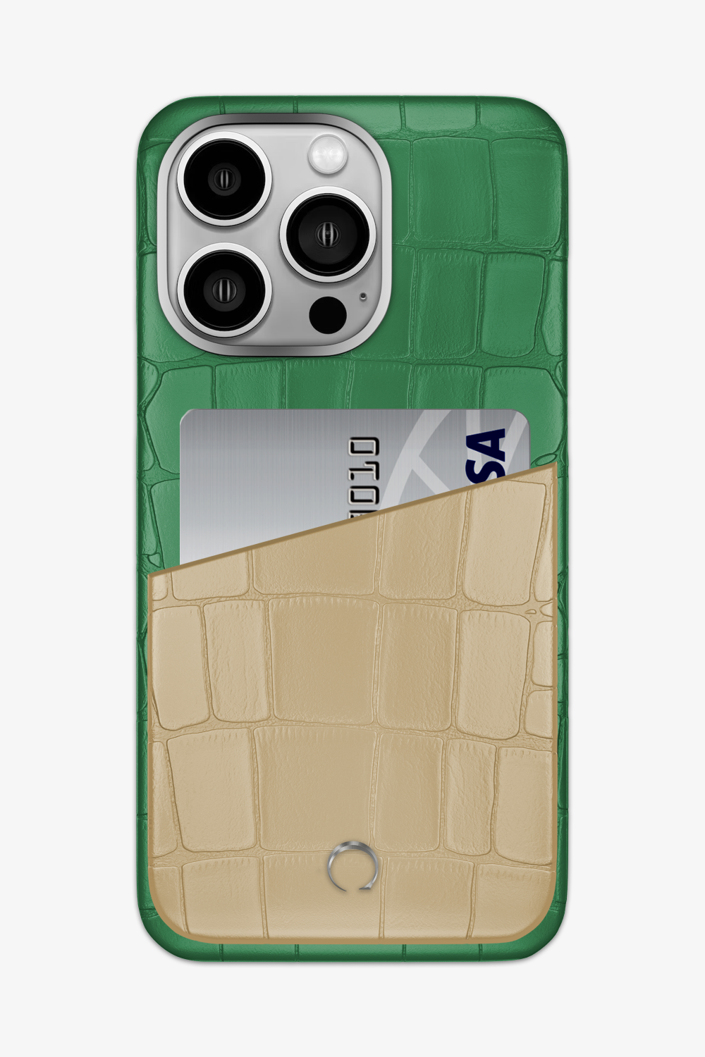 Alligator Pocket Case for iPhone 15 Pro Max - Green Emerald / Vanilla - zollofrance