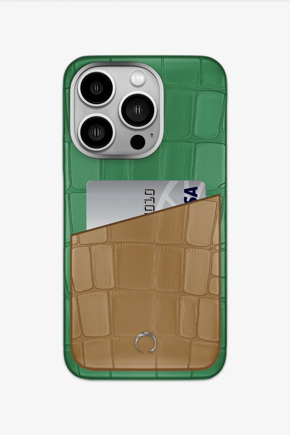 Alligator Pocket Case for iPhone 15 Pro - Green Emerald / Latte - zollofrance