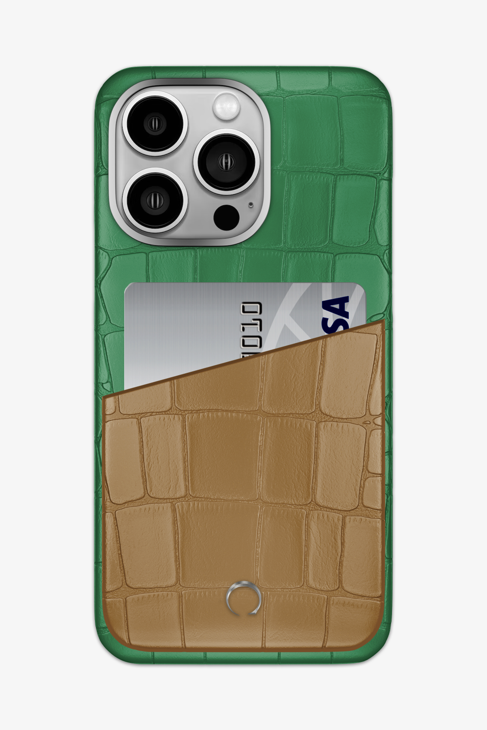 Alligator Pocket Case for iPhone 15 Pro Max - Green Emerald / Latte - zollofrance