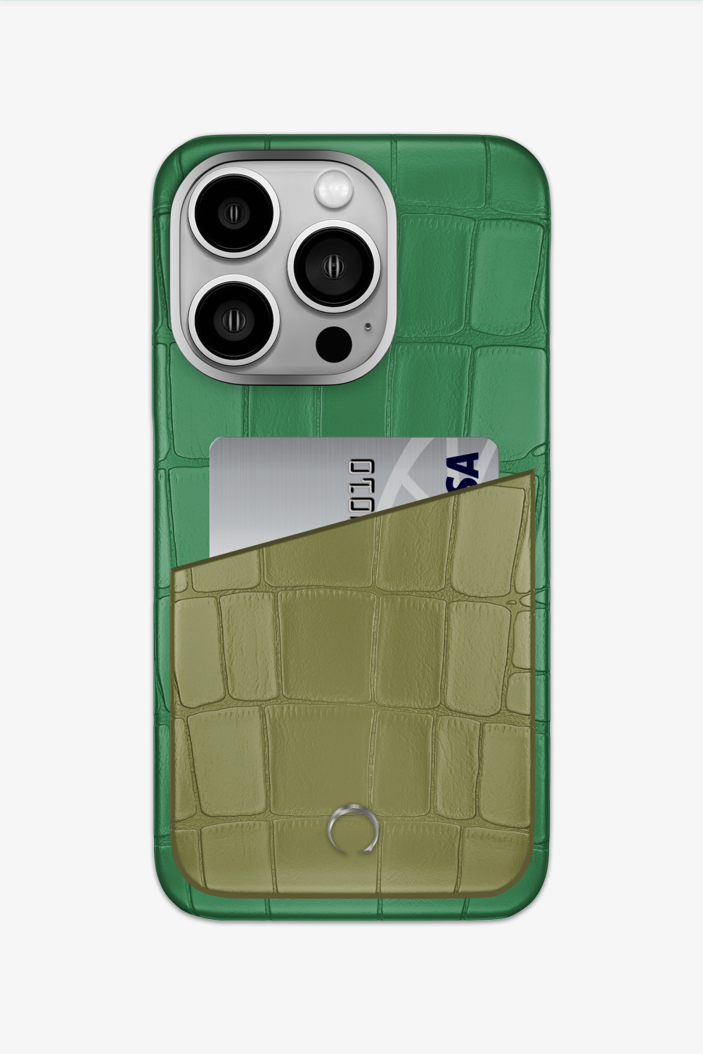 Alligator Pocket Case for iPhone 15 Pro - Green Emerald / Khaki - zollofrance