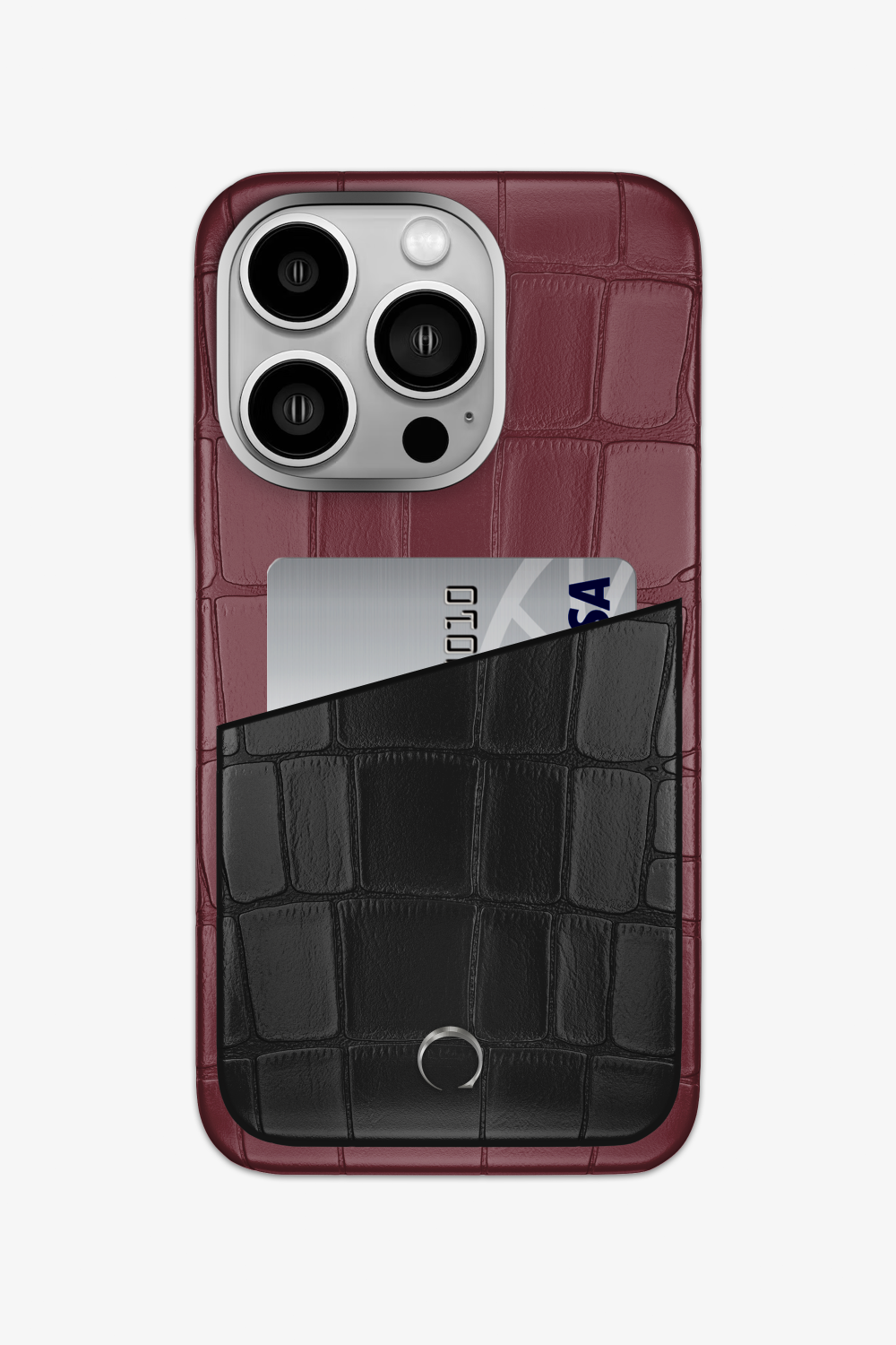 Alligator Pocket Case for iPhone 15 Pro - Burgundy / Black - zollofrance