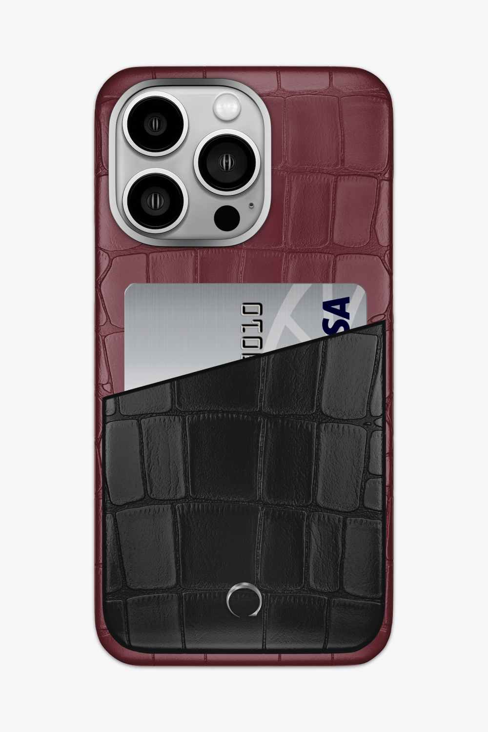 Alligator Pocket Case for iPhone 14 Pro Max - Burgundy / Black - zollofrance