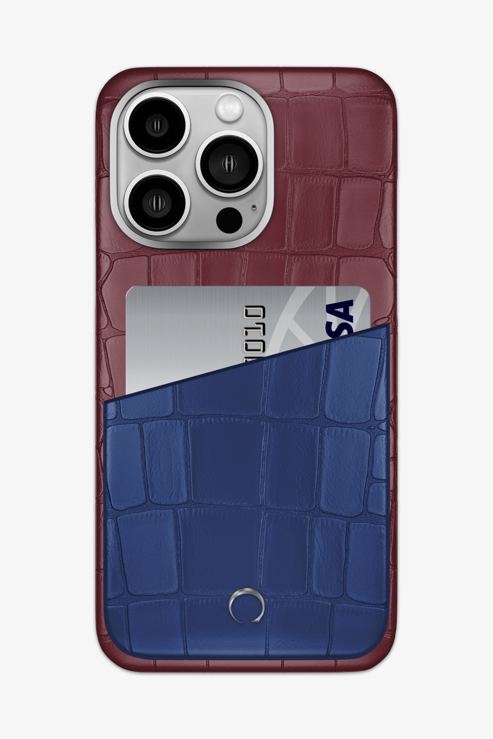 Alligator Pocket Case for iPhone 15 Pro Max - Burgundy / Navy Blue - zollofrance