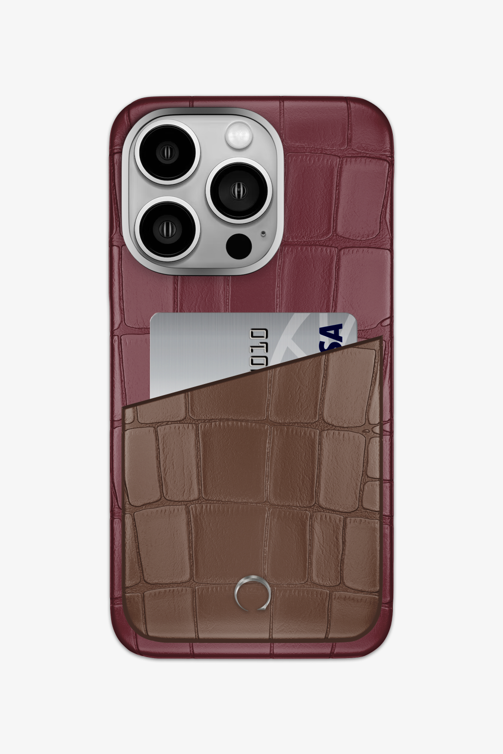 Alligator Pocket Case for iPhone 15 Pro - Burgundy / Cocoa - zollofrance