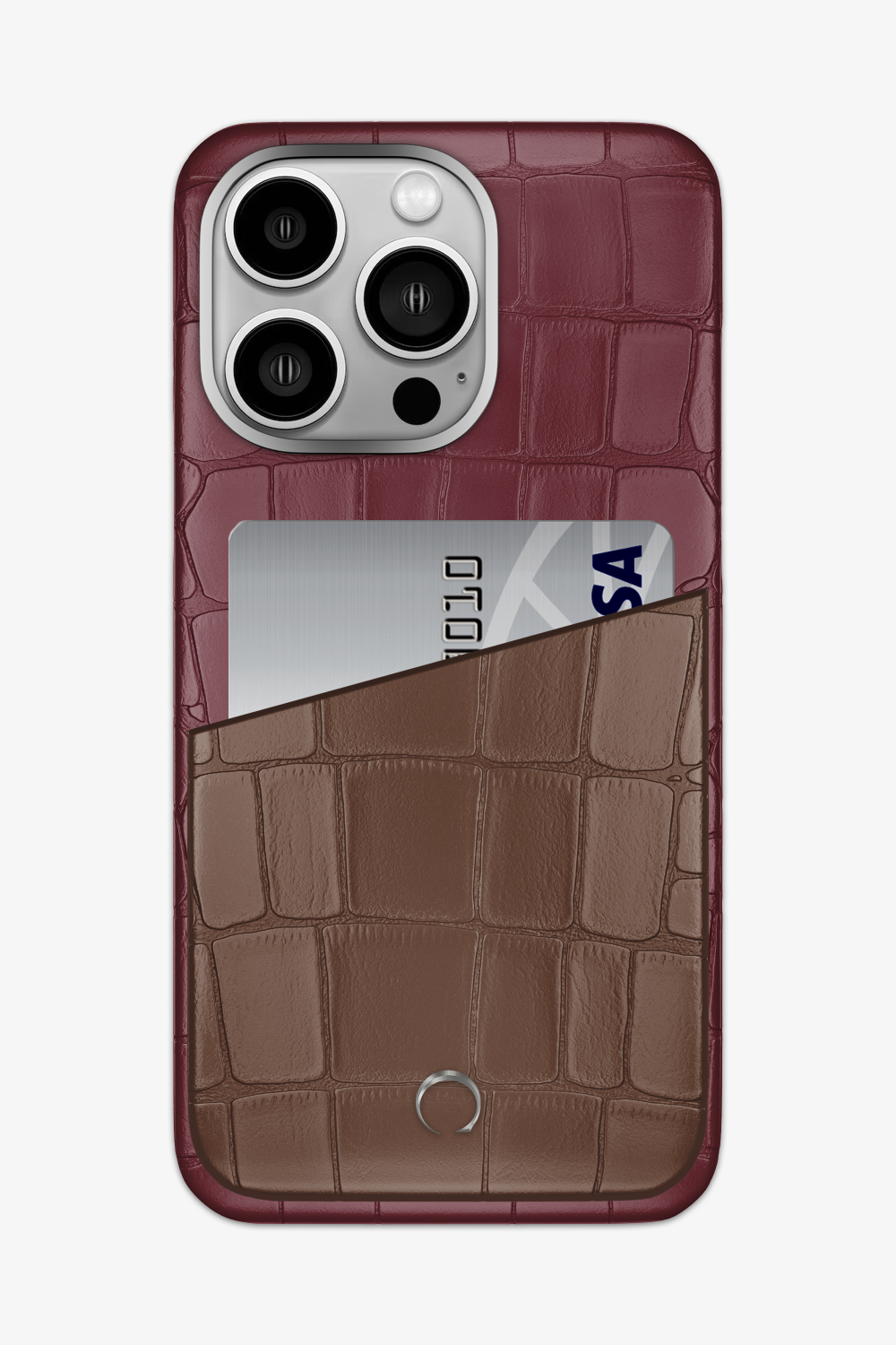 Alligator Pocket Case for iPhone 15 Pro Max - Burgundy / Cocoa - zollofrance