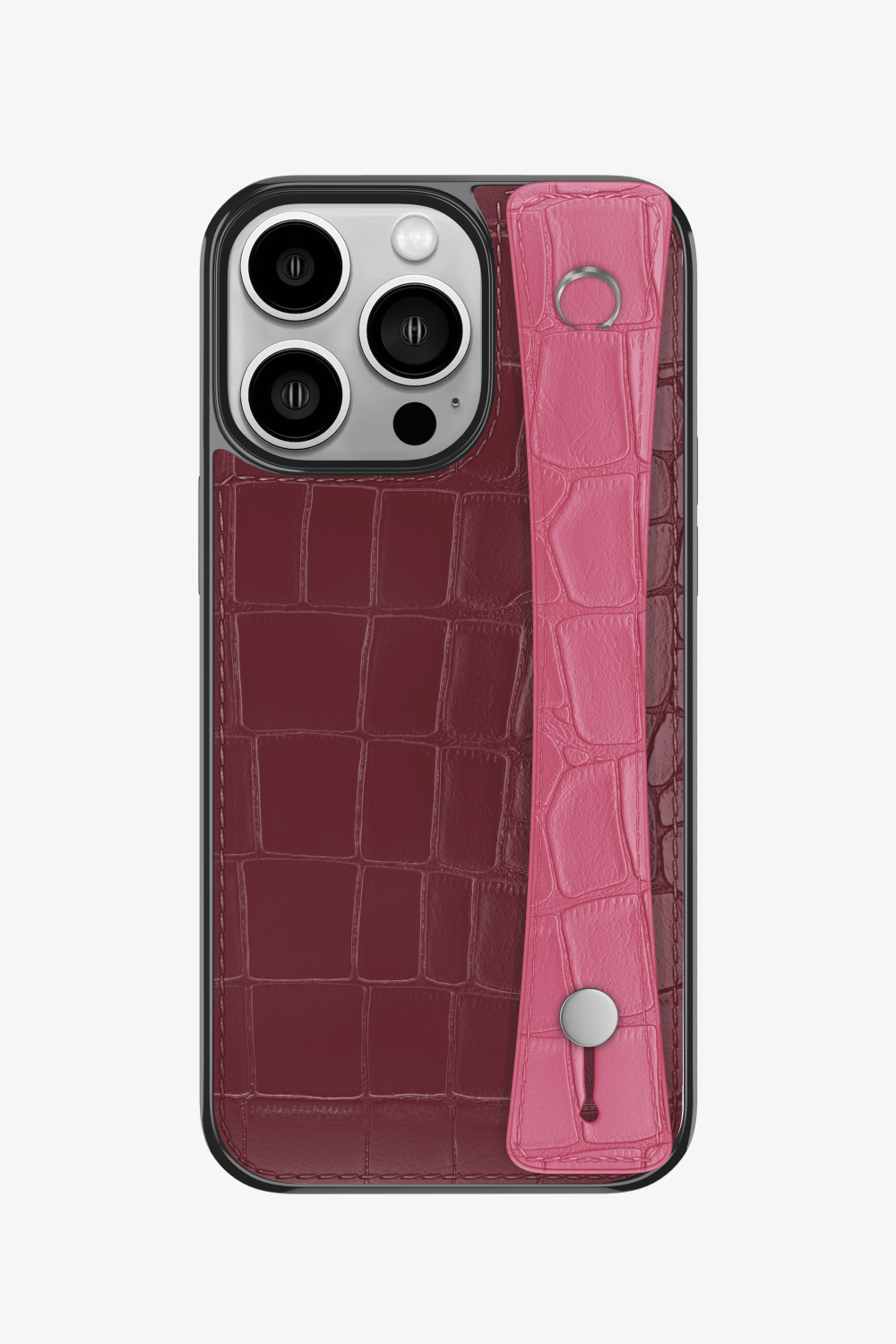 Alligator Sports Strap Case for iPhone 14 Pro - Burgundy / Pink - zollofrance