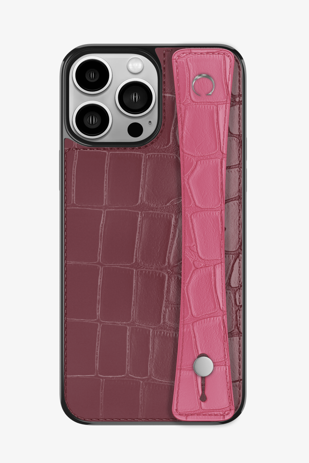 Alligator Sports Strap Case for iPhone 15 Pro Max - Burgundy / Pink - zollofrance