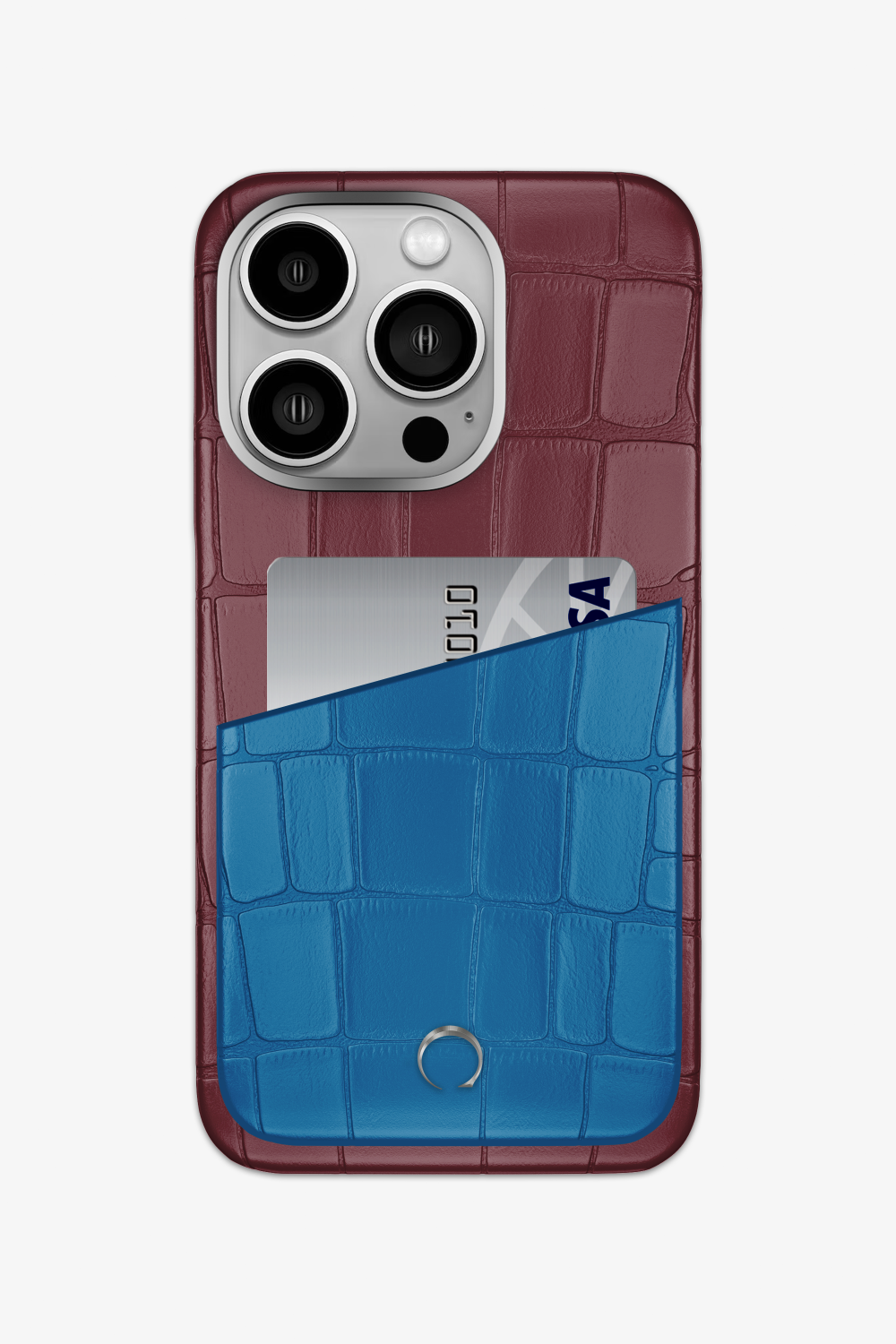Alligator Pocket Case for iPhone 14 Pro - Burgundy / Blue Lagoon - zollofrance