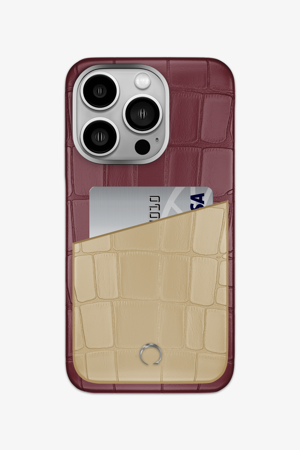 Alligator Pocket Case for iPhone 14 Pro - Burgundy / Vanilla - zollofrance