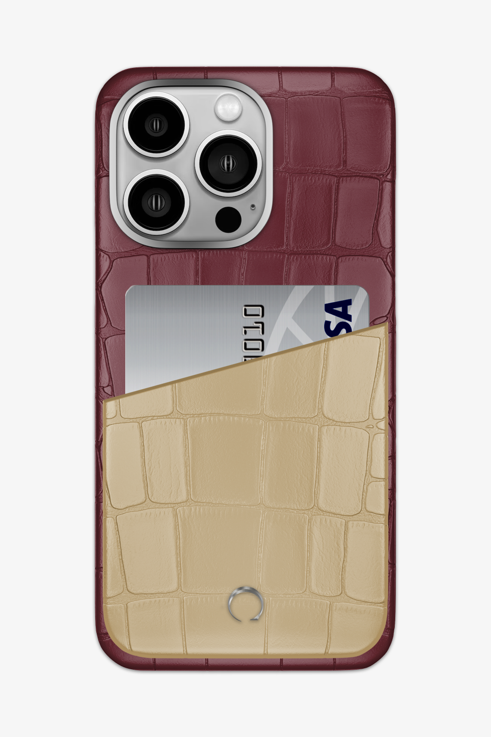 Alligator Pocket Case for iPhone 14 Pro Max - Burgundy / Vanilla - zollofrance