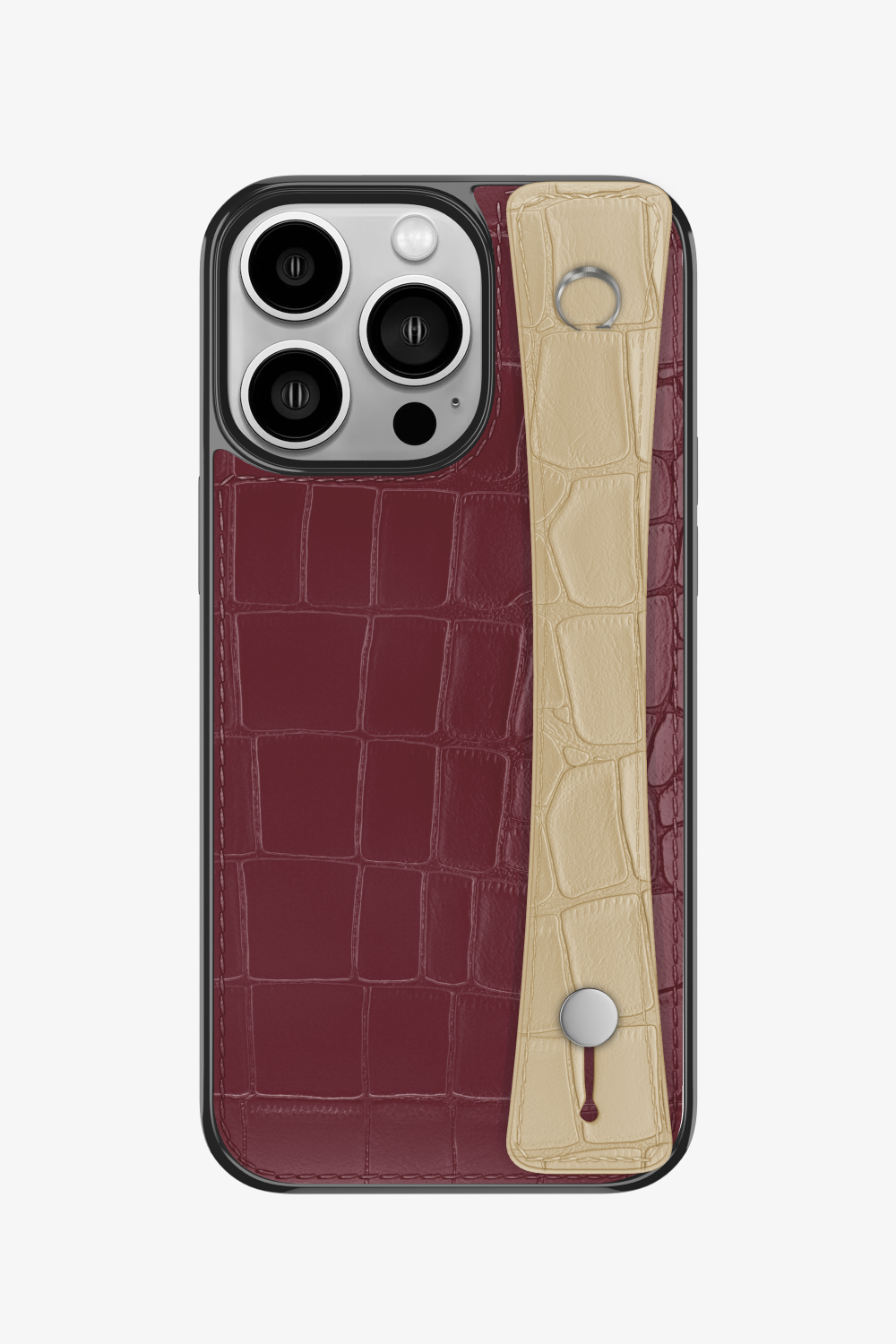 Alligator Sports Strap Case for iPhone 14 Pro - Burgundy / Vanilla - zollofrance