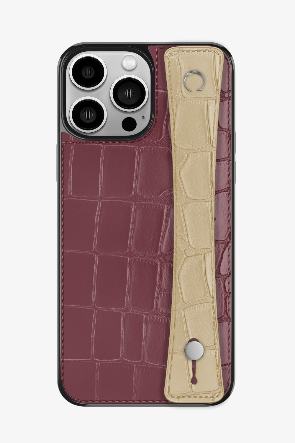 Alligator Sports Strap Case for iPhone 15 Pro Max - Burgundy / Vanilla - zollofrance