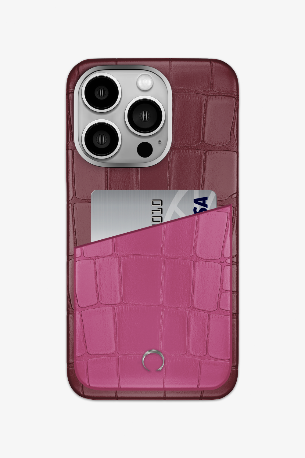 Alligator Pocket Case for iPhone 14 Pro - Burgundy / Pink Fuchsia - zollofrance