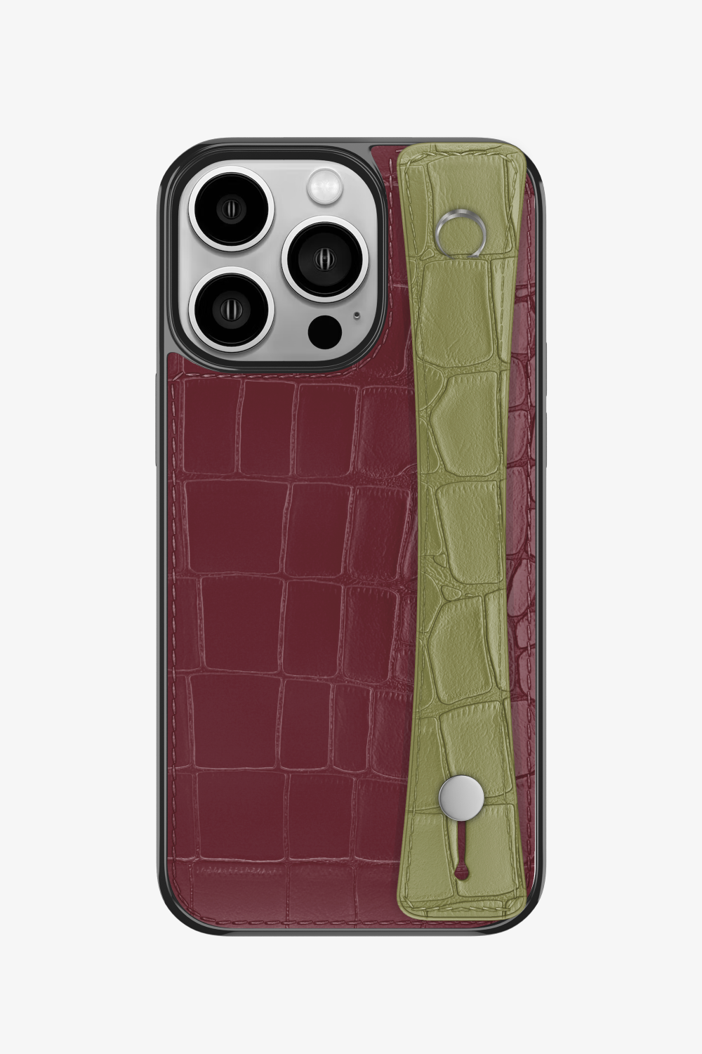 Alligator Sports Strap Case for iPhone 14 Pro - Burgundy / Khaki - zollofrance