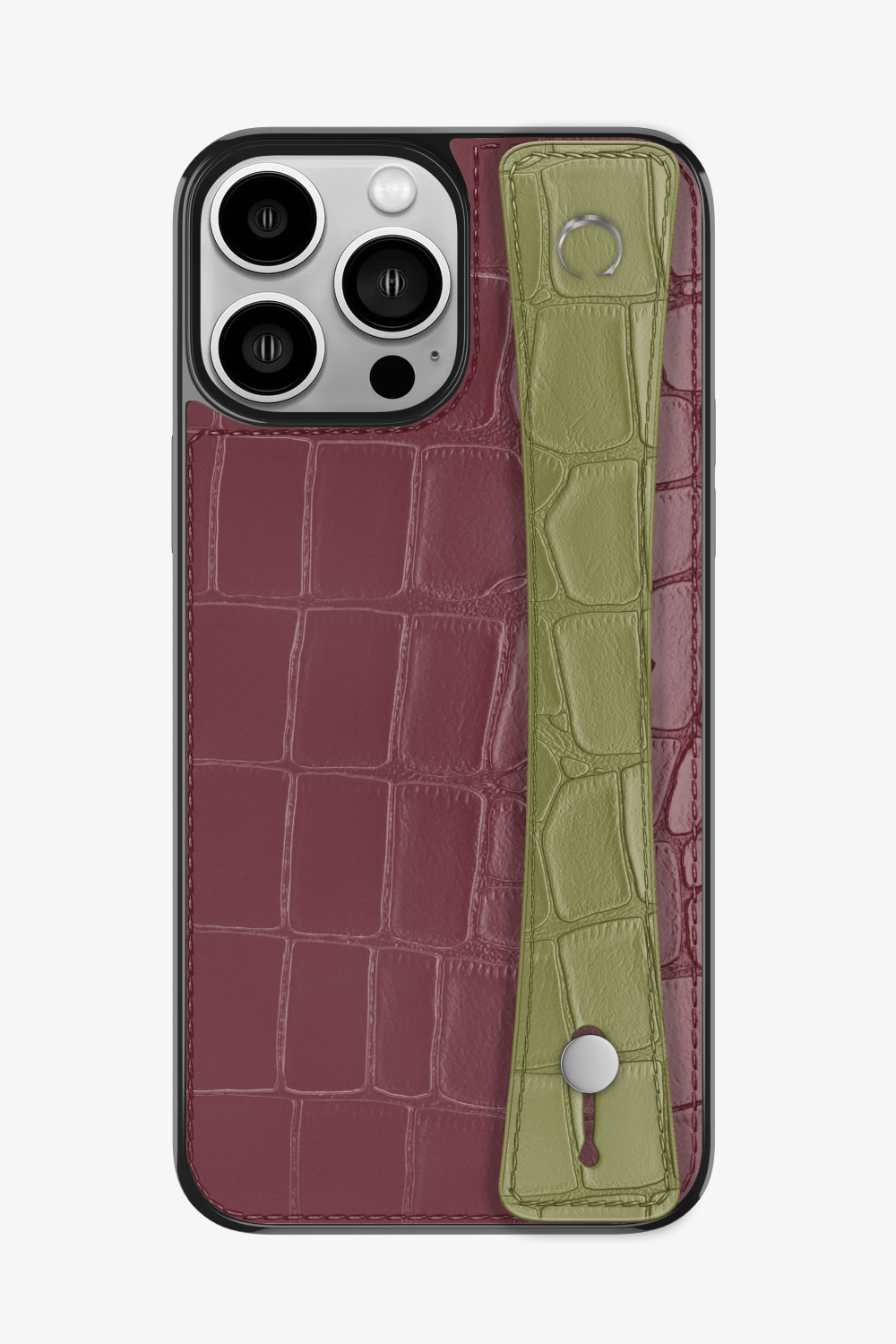 Alligator Sports Strap Case for iPhone 14 Pro Max - Burgundy / Khaki - zollofrance