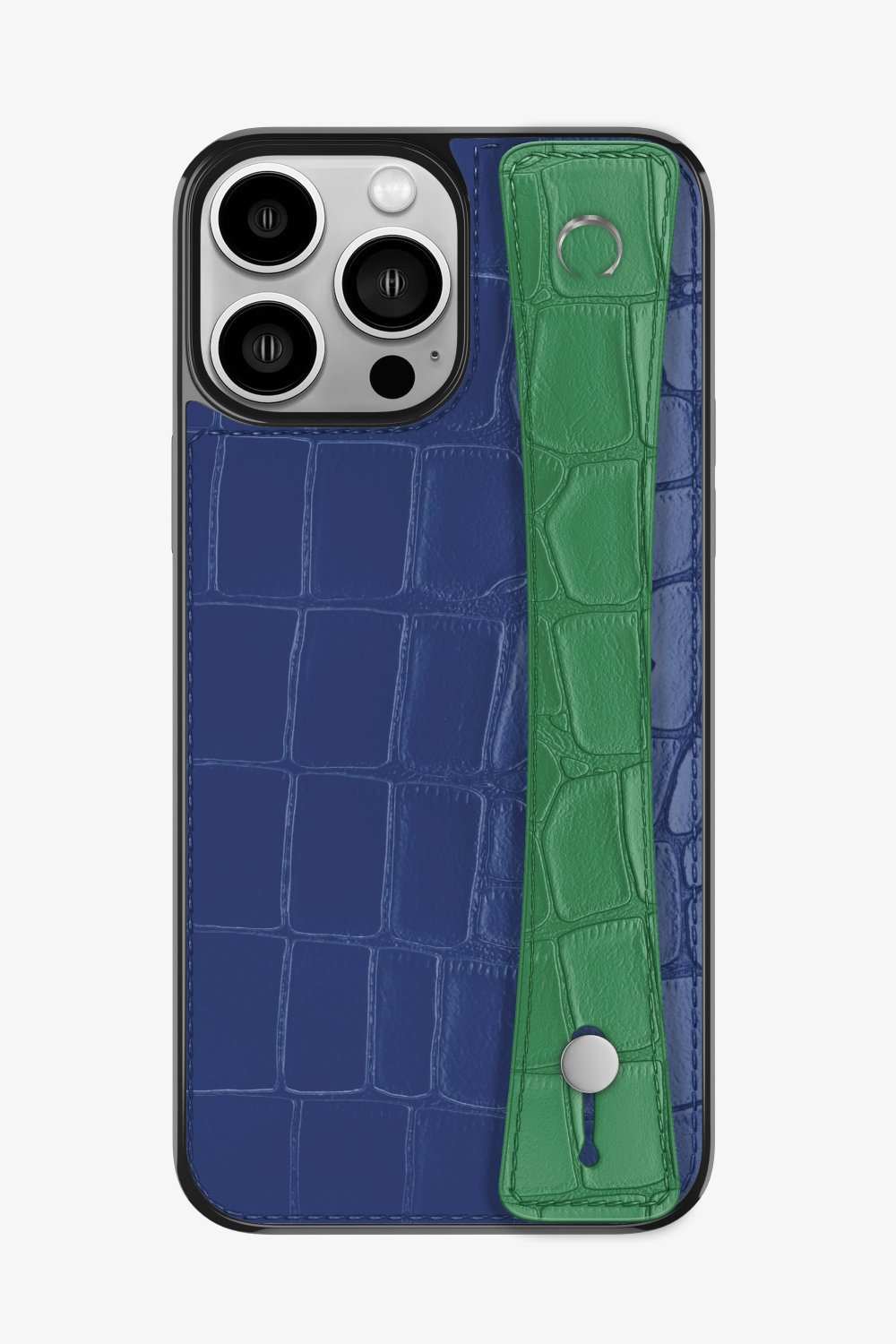 Alligator Sports Strap Case for iPhone 15 Pro Max - Navy Blue / Green Emerald - zollofrance