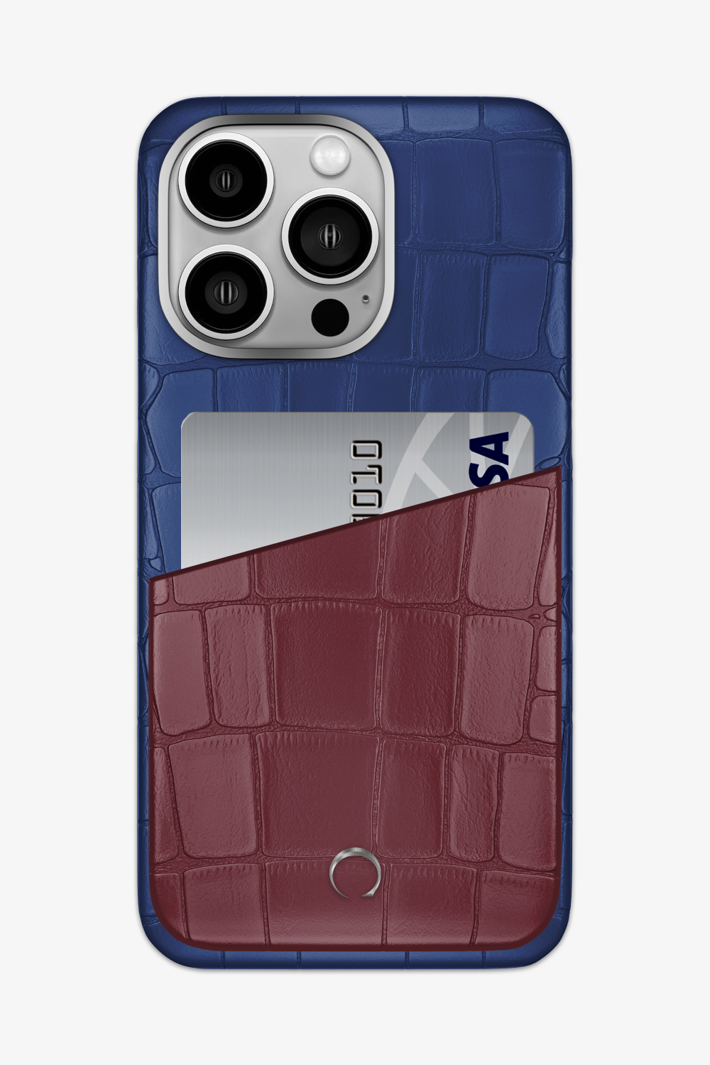Alligator Pocket Case for iPhone 15 Pro Max - Navy Blue / Burgundy - zollofrance