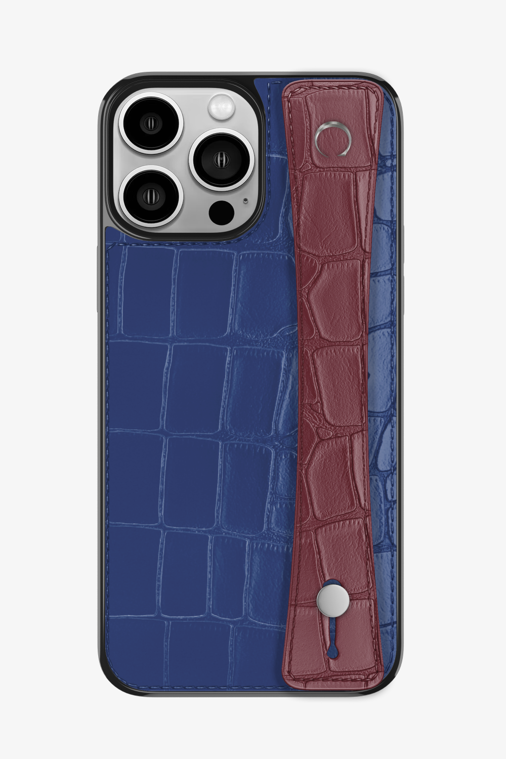 Alligator Sports Strap Case for iPhone 15 Pro Max - Navy Blue / Burgundy - zollofrance