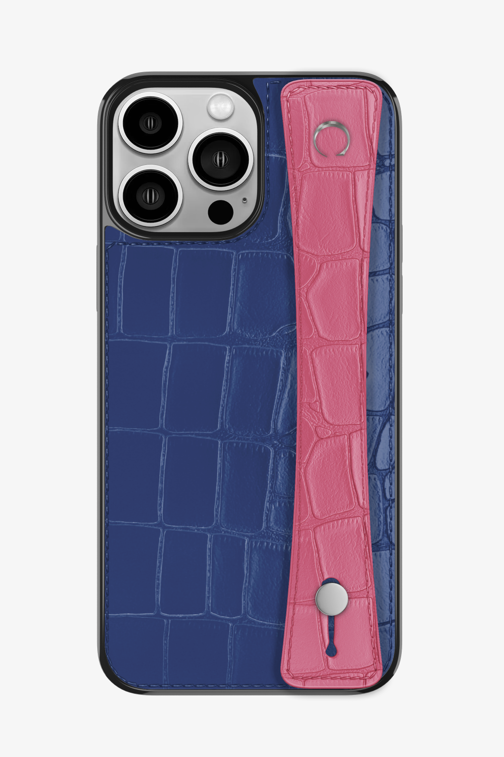 Alligator Sports Strap Case for iPhone 15 Pro Max - Navy Blue / Pink - zollofrance
