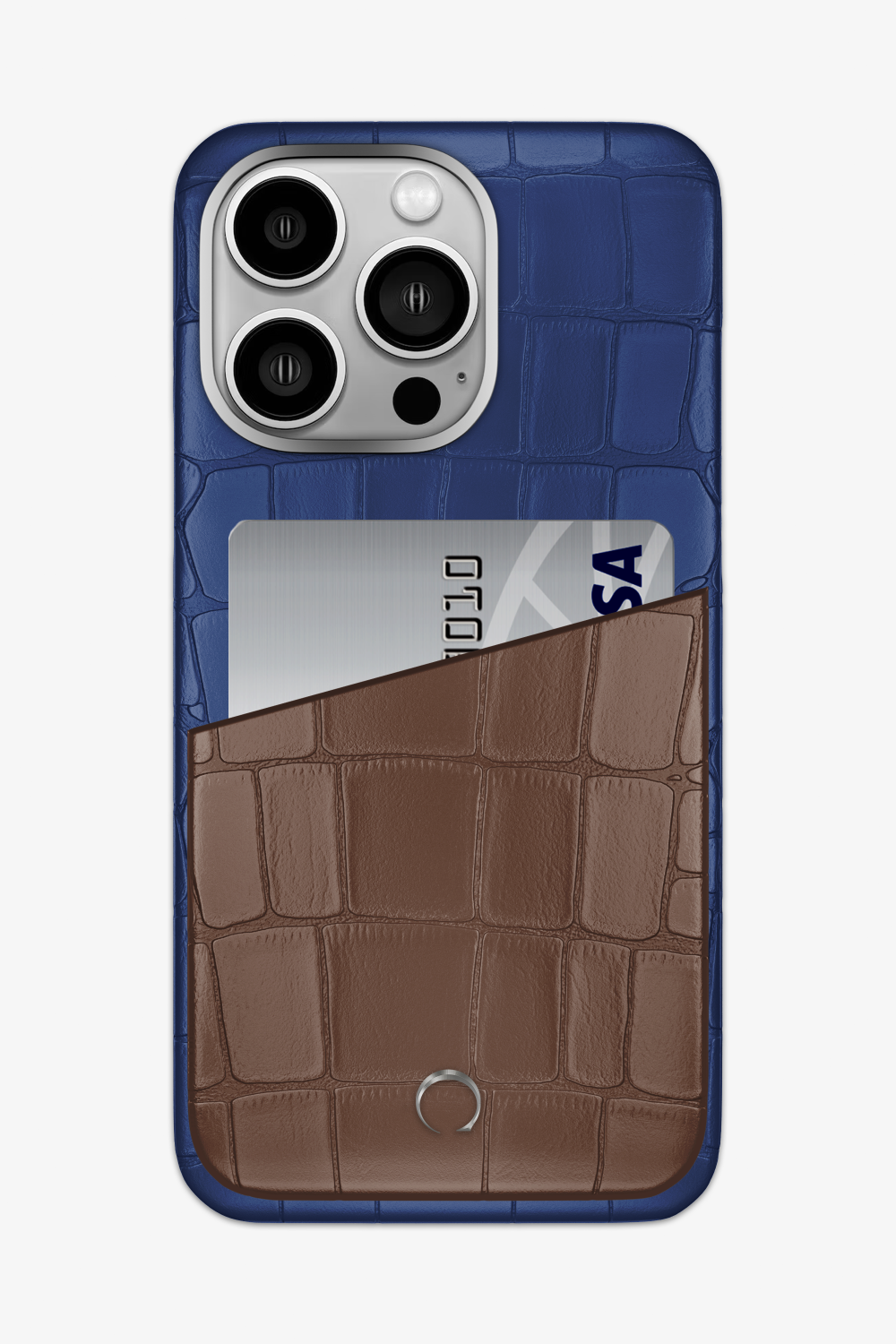 Alligator Pocket Case for iPhone 15 Pro Max - Navy Blue / Cocoa - zollofrance