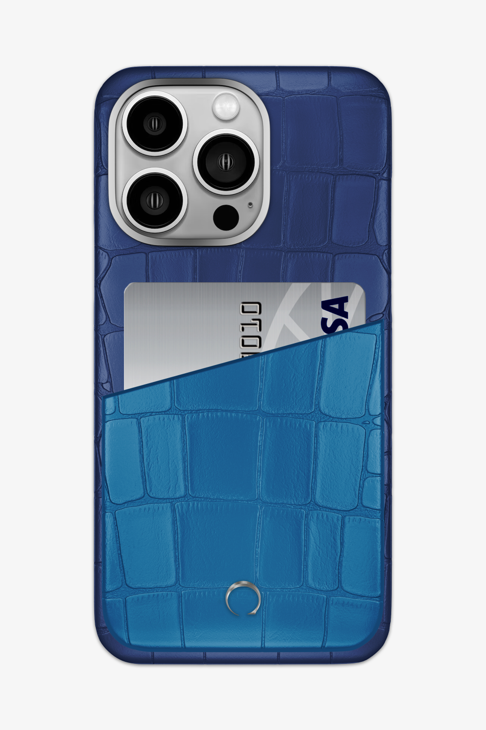 Alligator Pocket Case for iPhone 15 Pro Max - Navy Blue / Blue Lagoon - zollofrance