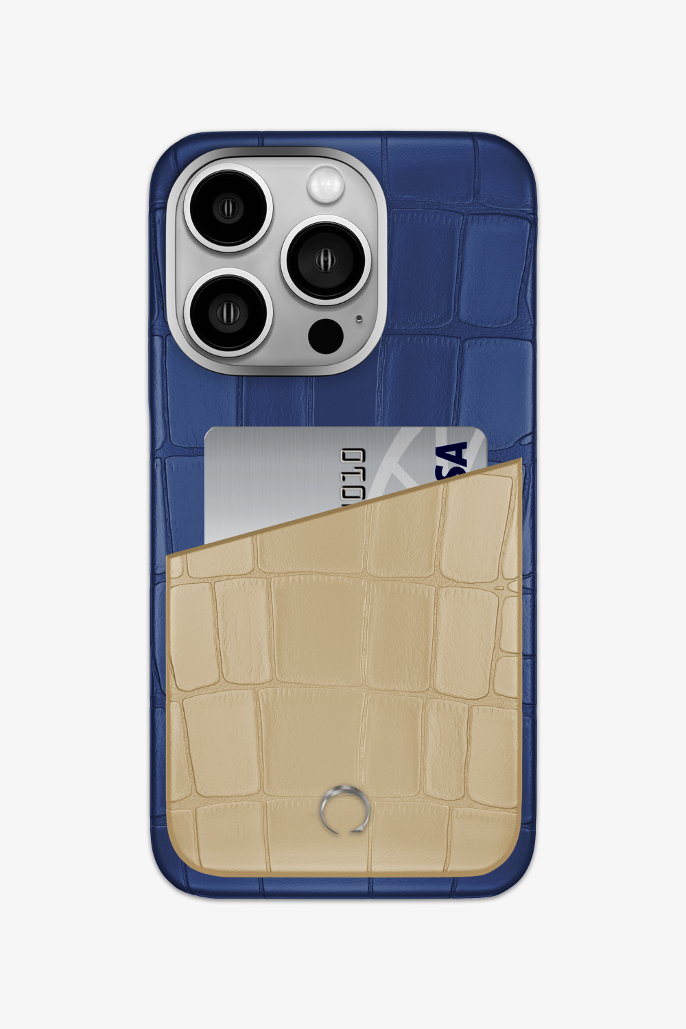 Alligator Pocket Case for iPhone 14 Pro - Navy Blue / Vanilla - zollofrance