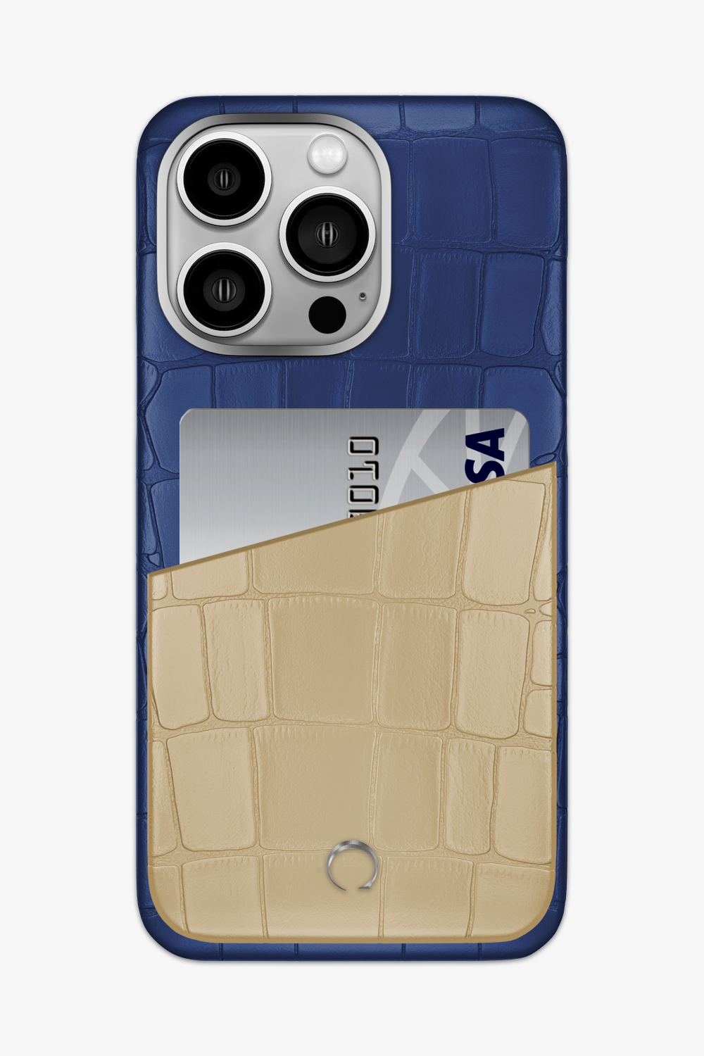 Alligator Pocket Case for iPhone 15 Pro Max - Navy Blue / Vanilla - zollofrance
