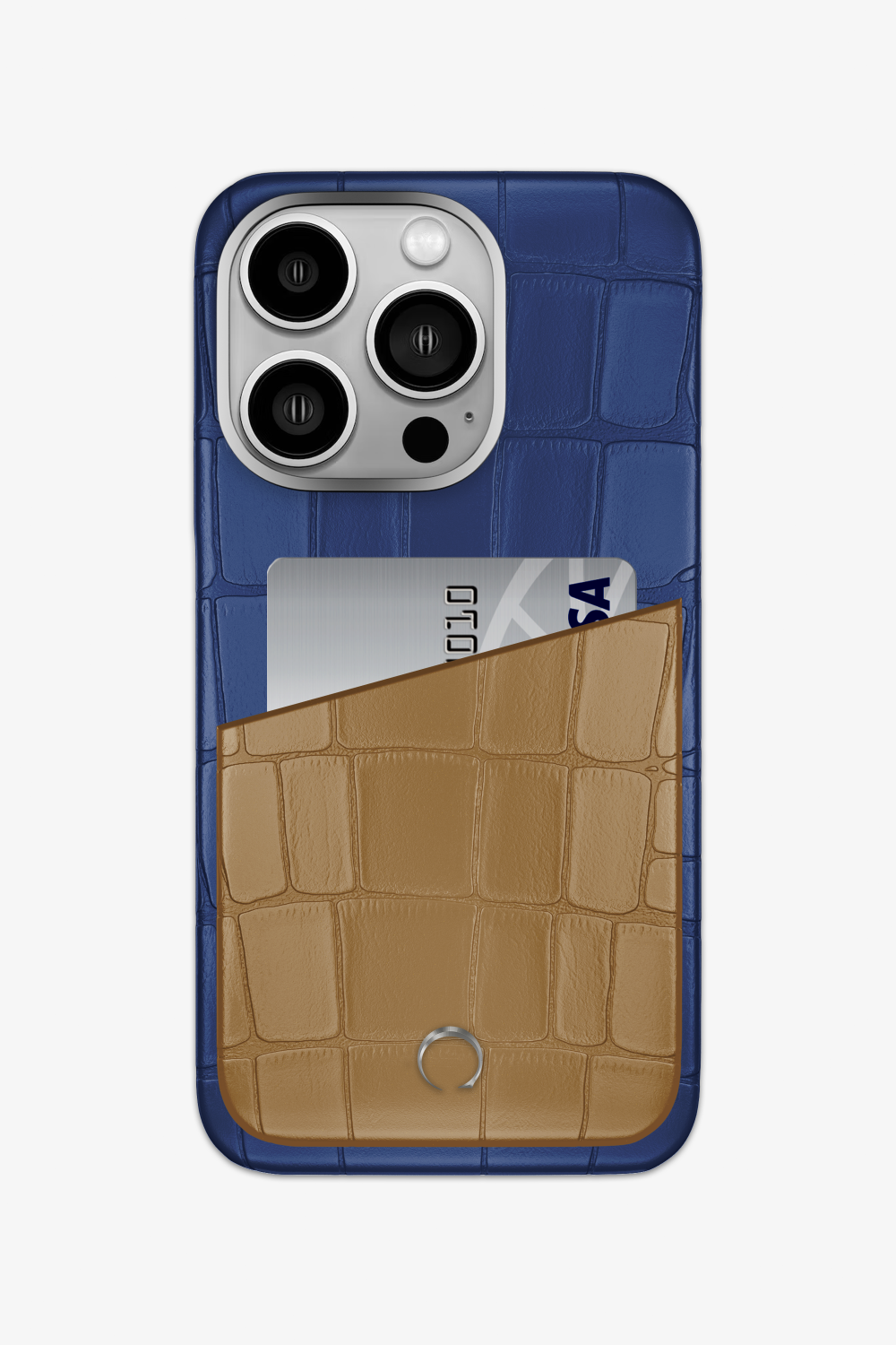 Alligator Pocket Case for iPhone 15 Pro - Navy Blue / Latte - zollofrance