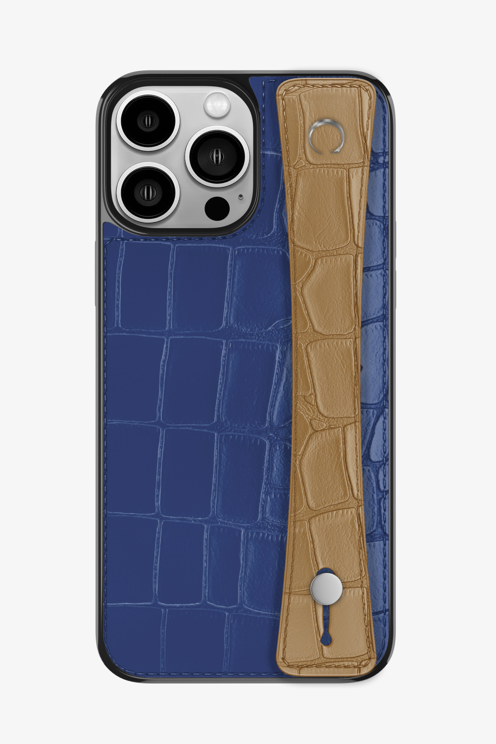 Alligator Sports Strap Case for iPhone 15 Pro Max - Navy Blue / Latte - zollofrance