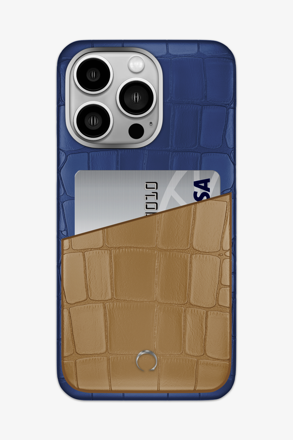 Alligator Pocket Case for iPhone 15 Pro Max - Navy Blue / Latte - zollofrance