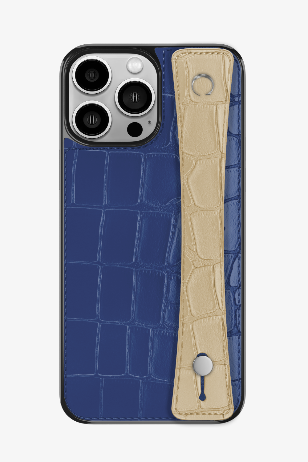 Alligator Sports Strap Case for iPhone 15 Pro Max - Navy Blue / Vanilla - zollofrance
