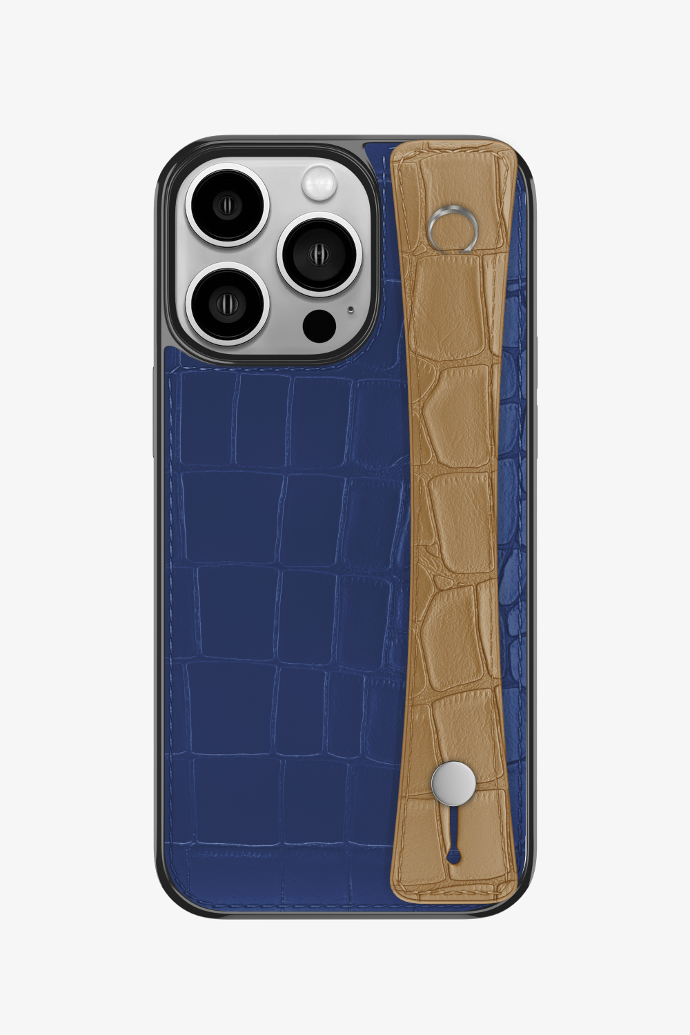 Alligator Sports Strap Case for iPhone 14 Pro - Navy Blue / Latte - zollofrance