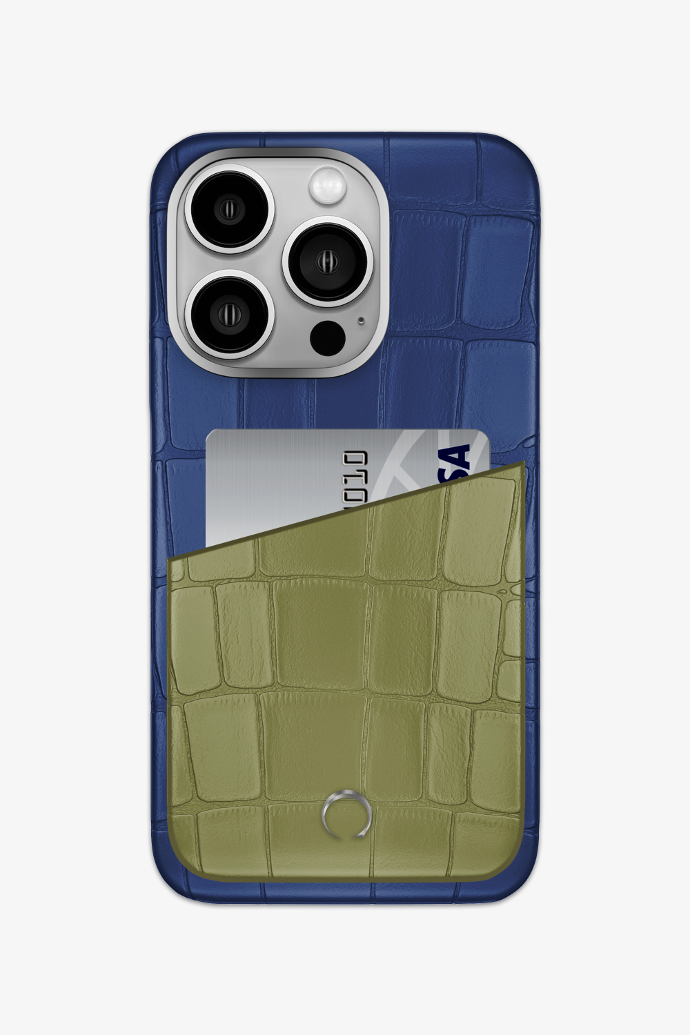 Alligator Pocket Case for iPhone 15 Pro - Navy Blue / Khaki - zollofrance