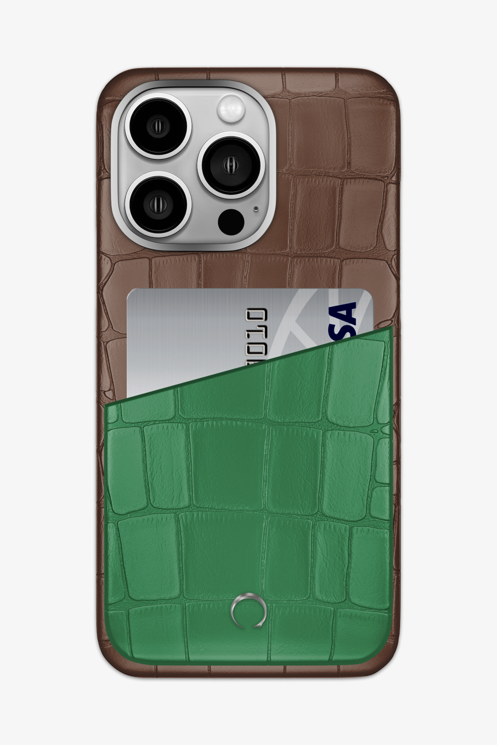Alligator Pocket Case for iPhone 15 Pro Max - Cocoa / Green Emerald - zollofrance