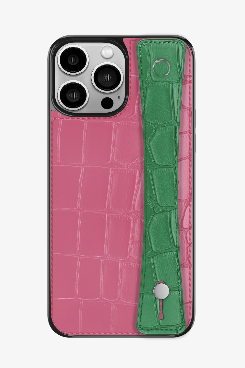 Alligator Sports Strap Case for iPhone 15 Pro Max - Pink / Green Emerald - zollofrance