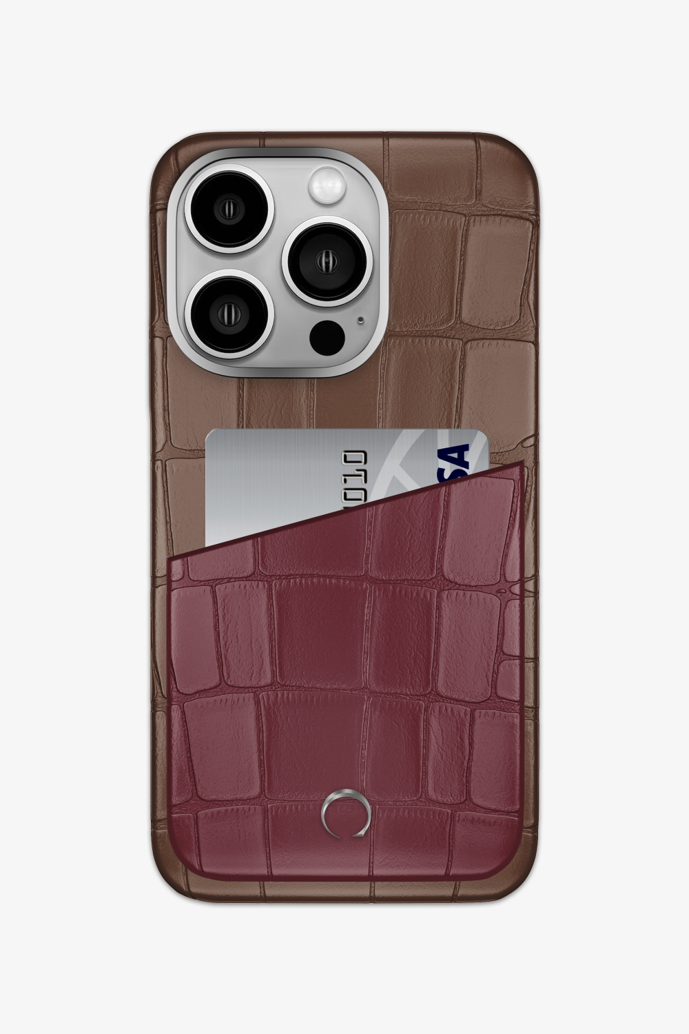 Alligator Pocket Case for iPhone 14 Pro - Cocoa / Burgundy - zollofrance
