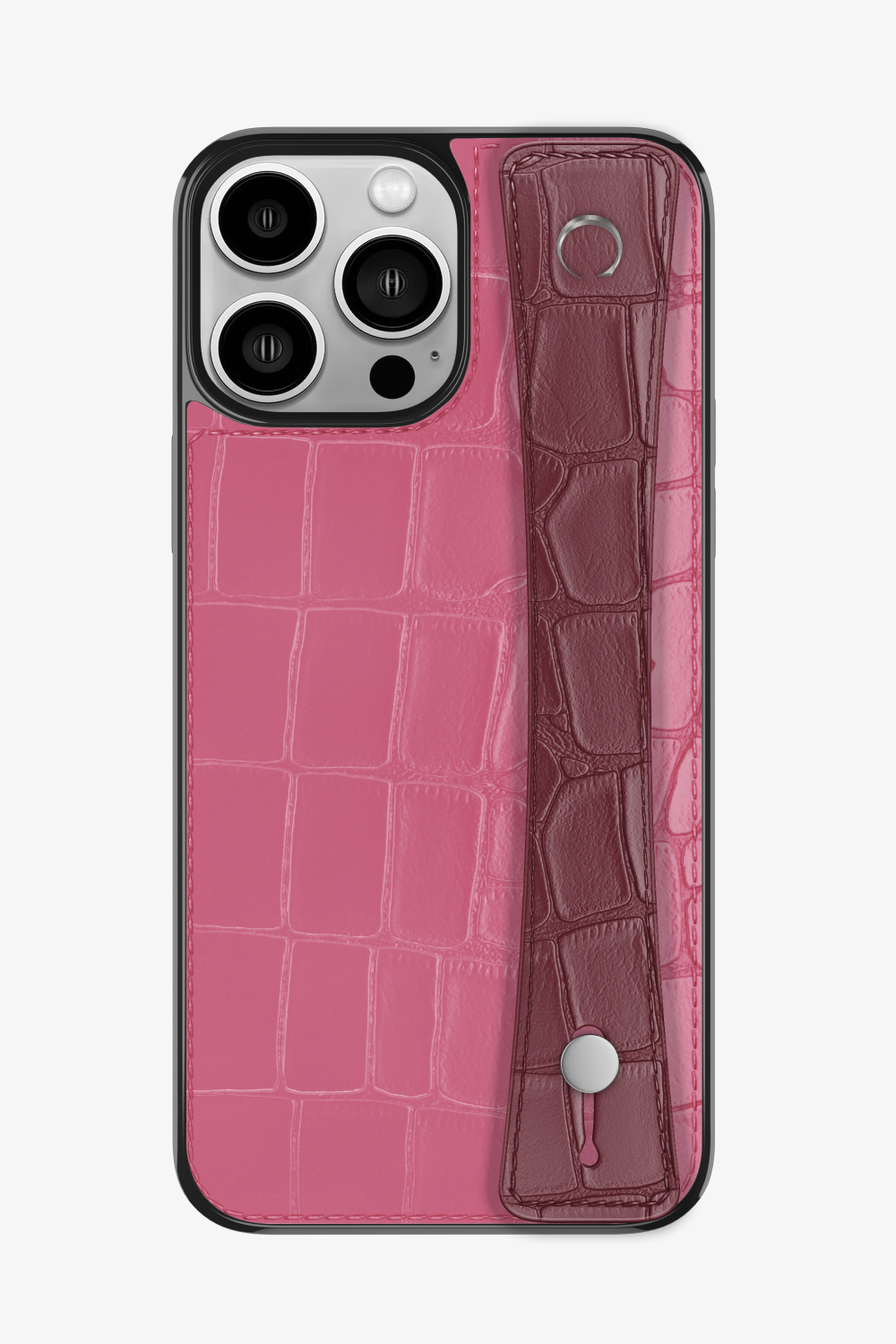 Alligator Sports Strap Case for iPhone 15 Pro Max - Pink / Burgundy - zollofrance