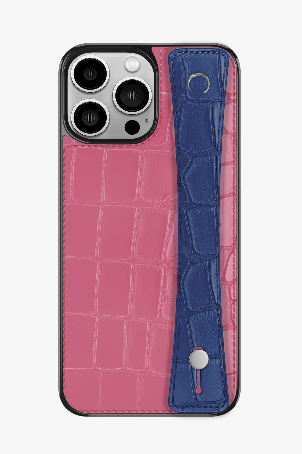 Alligator Sports Strap Case for iPhone 15 Pro Max - Pink / Navy Blue - zollofrance