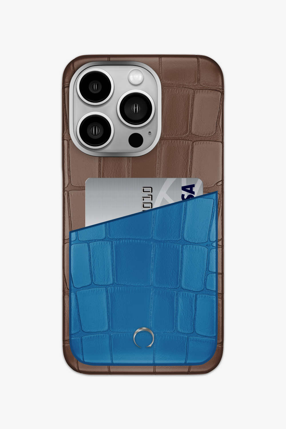 Alligator Pocket Case for iPhone 14 Pro - Cocoa / Blue Lagoon - zollofrance