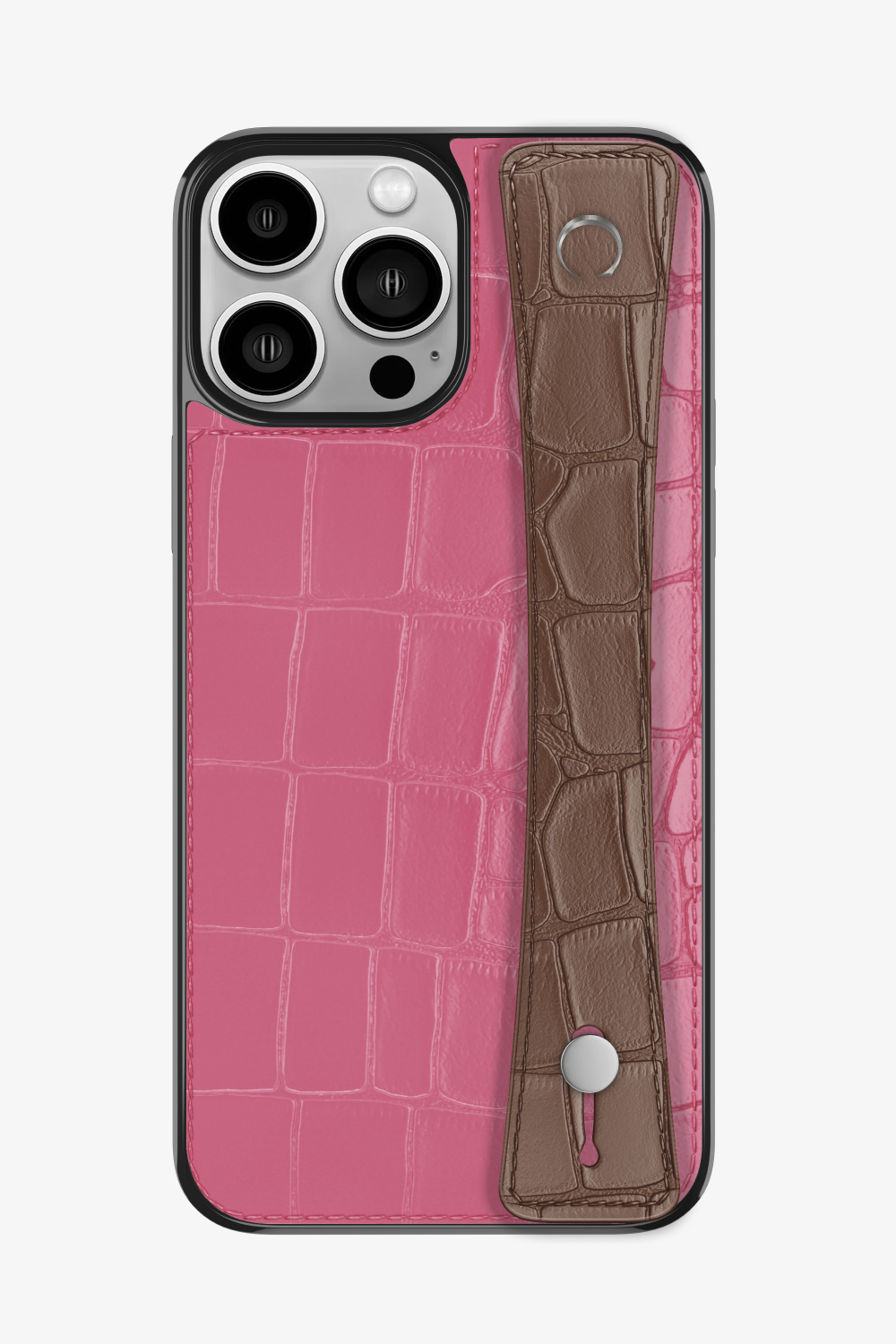 Alligator Sports Strap Case for iPhone 15 Pro Max - Pink / Cocoa - zollofrance