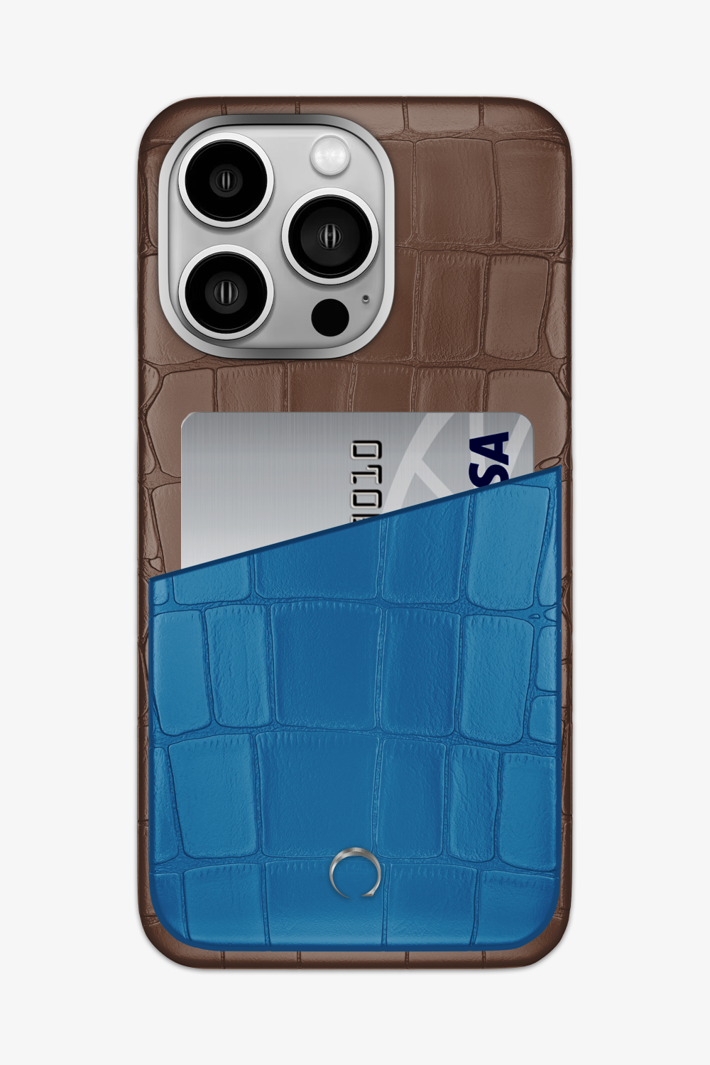 Alligator Pocket Case for iPhone 15 Pro Max - Cocoa / Blue Lagoon - zollofrance